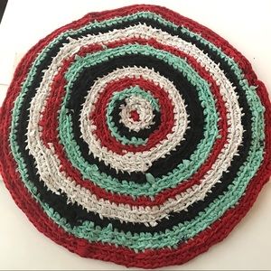 Handmade crocheted rug bathroom kitchen mat round 32”